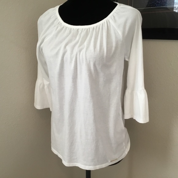 Michael Kors White Blouse 3/4 length belll sleeves - Picture 3 of 12